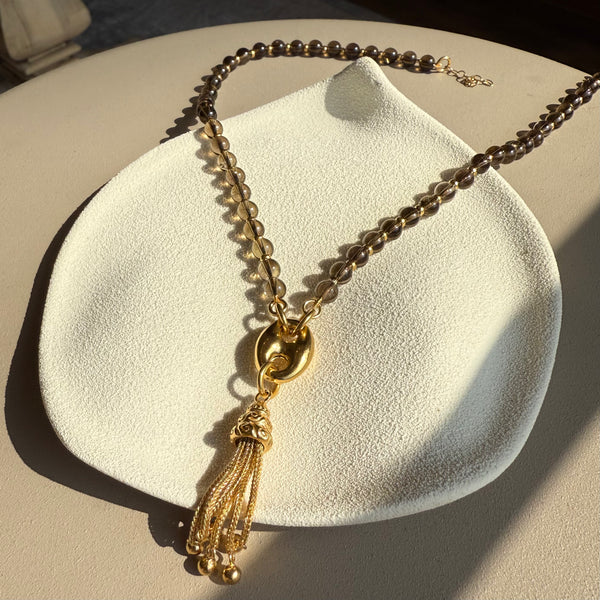 מחרוזת שילה  מאבני סמוקי קוורץ Sheila