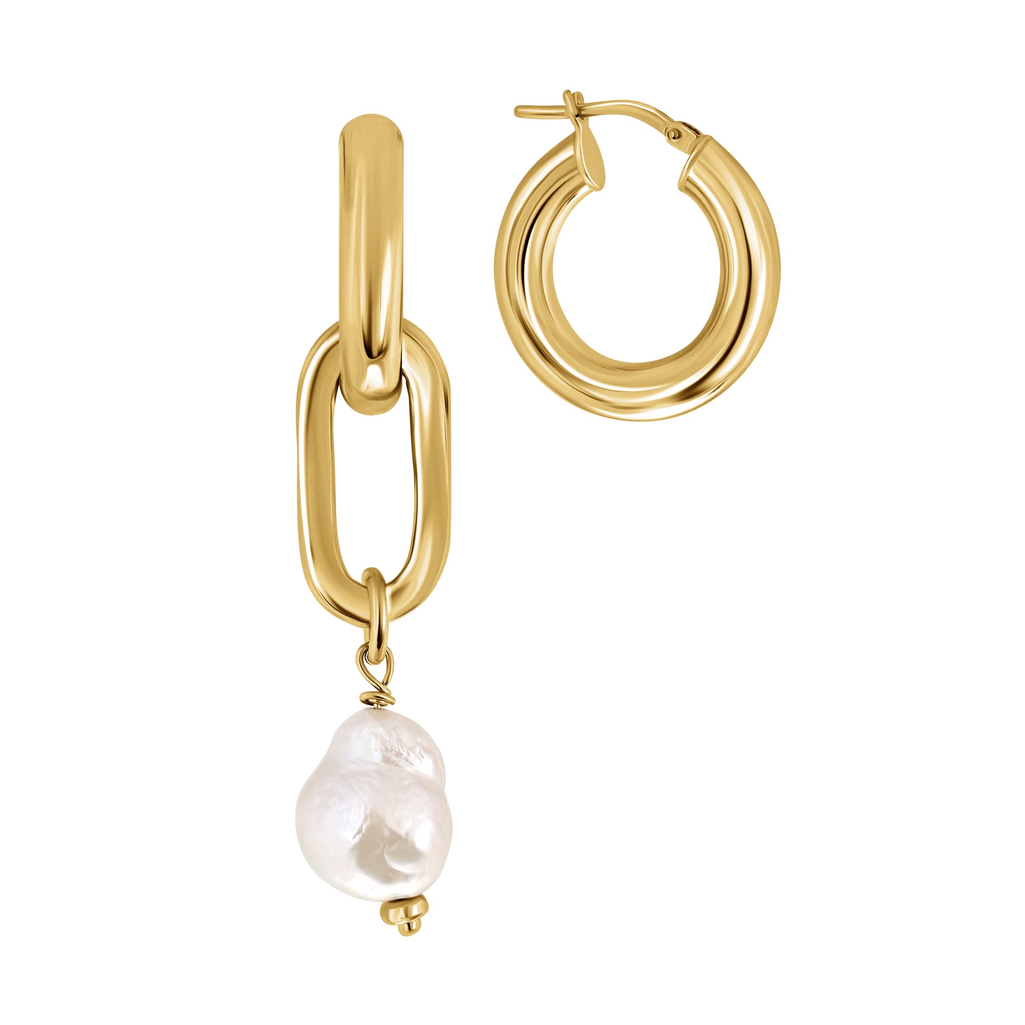 Golden Pearl Link / עגילי קשר הפנינה